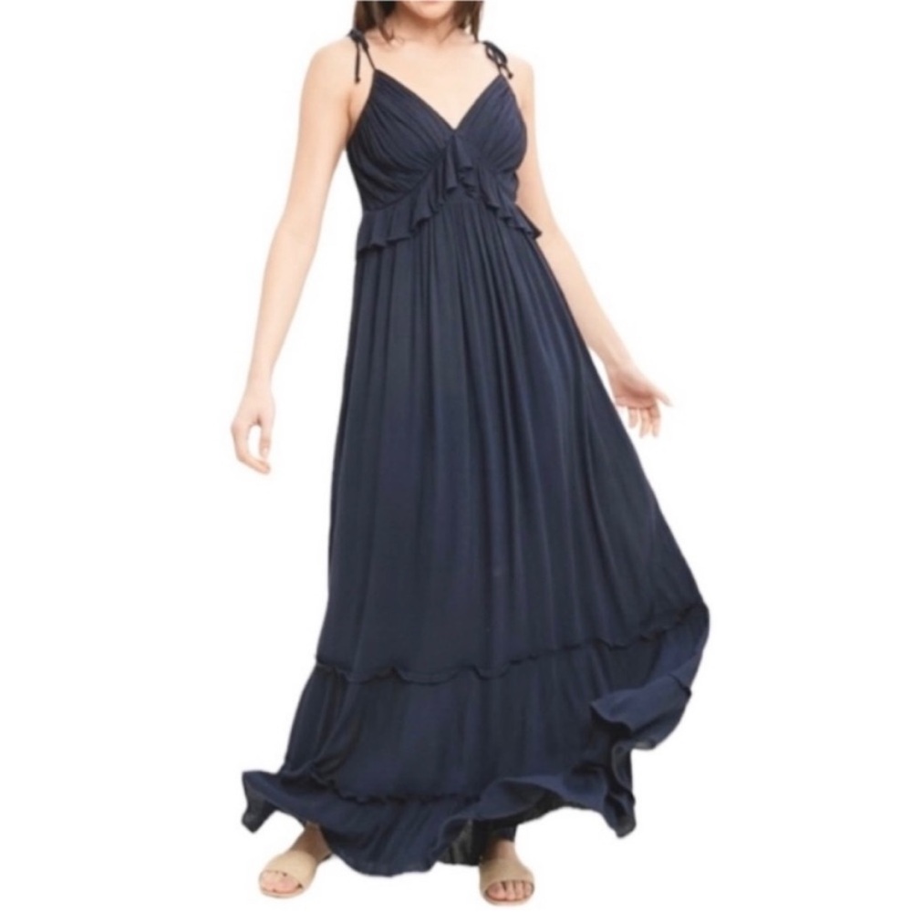 WISHLIST ruffle maxi dress L blue